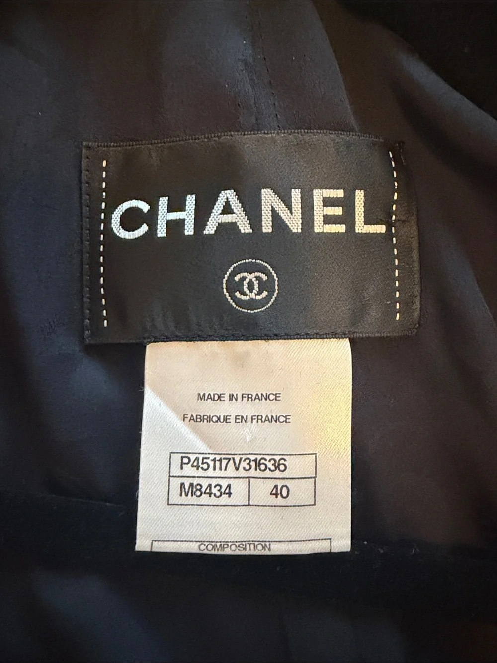 Vintage Chanel Tweed Blazer Jacket, Navy, size 40, silk-lined